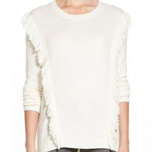 TROUVE Wool Blend Knit Fringe White Sweater 6-8 M